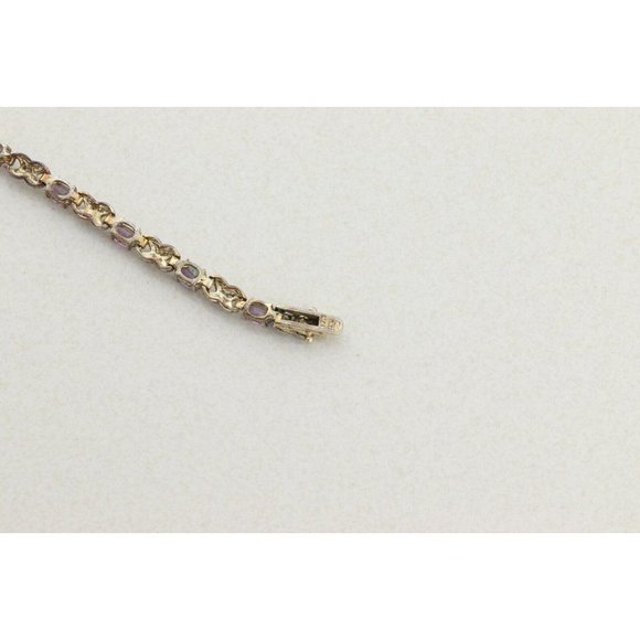 Gold over Sterling Silver Amethyst Gemstone Bracelet 7 1/2 inch - Picture 10 of 10